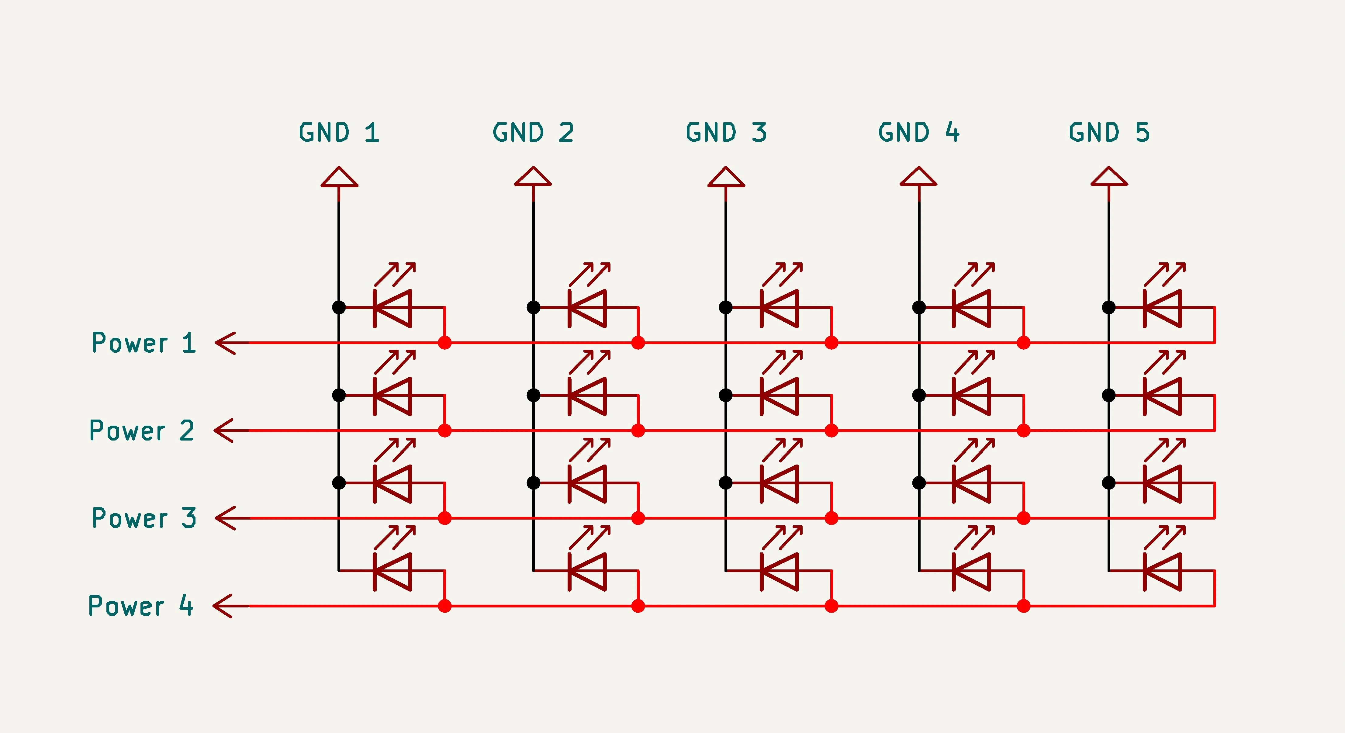 Diagram of a 4x5 LED matrix grid