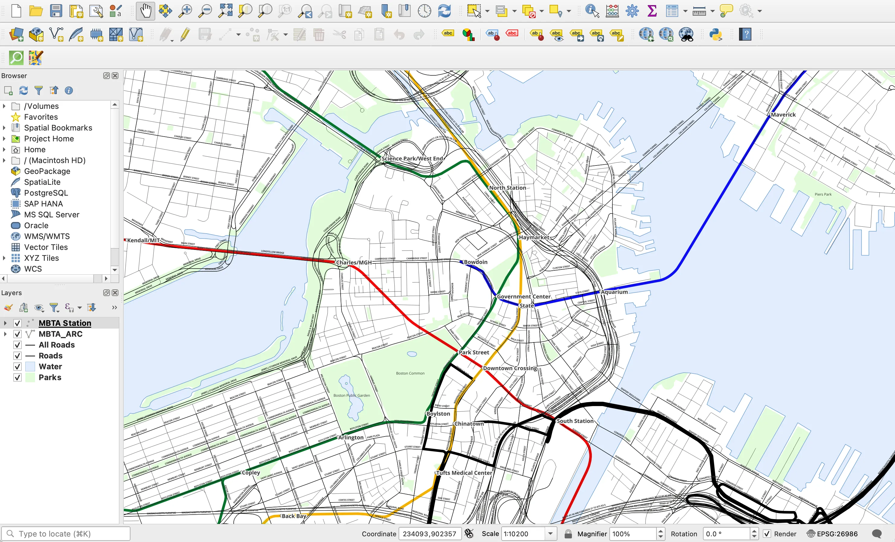 Screenshot of QGIS in use for mapmaking