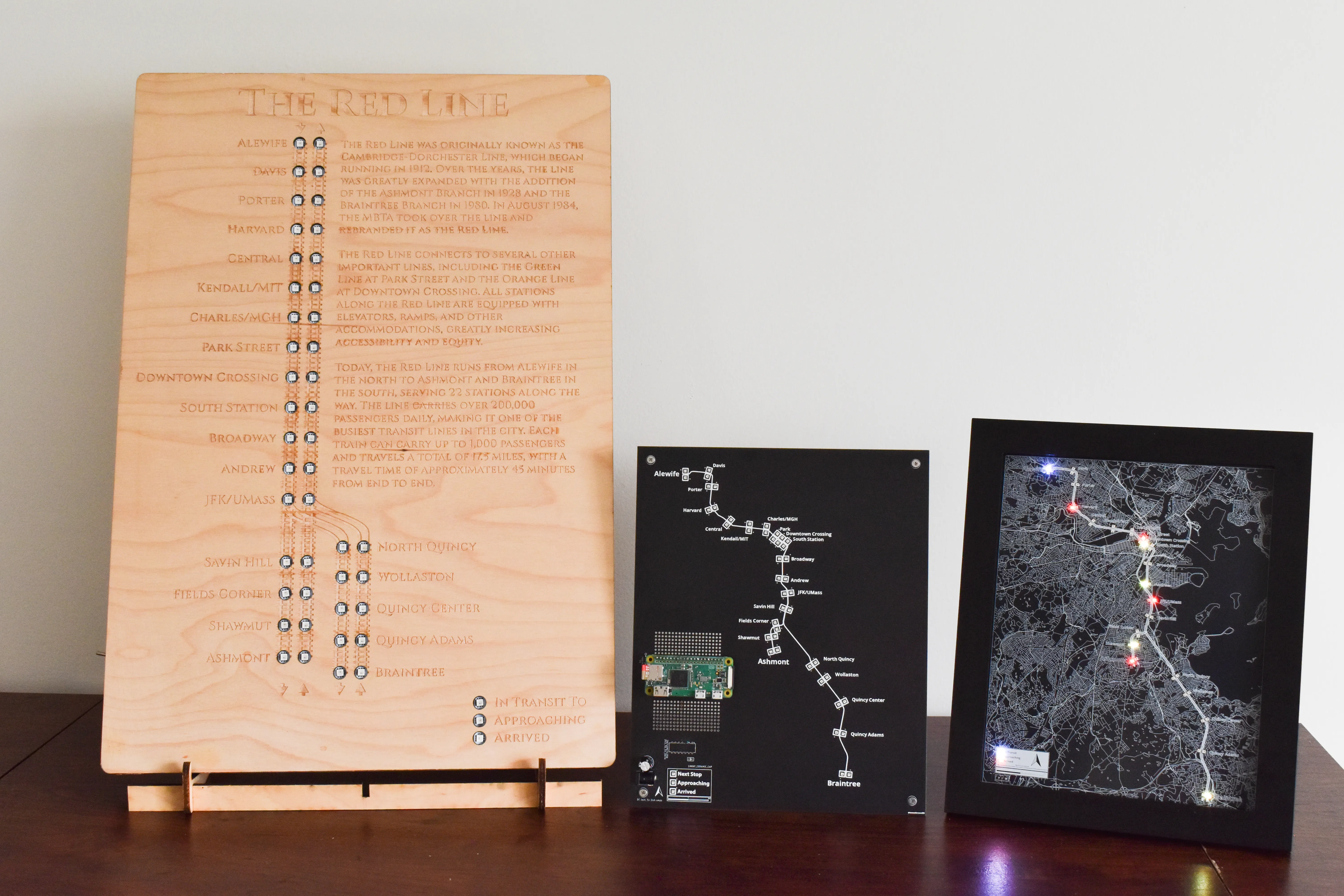 A photo of several CharlieBoard generations side by side