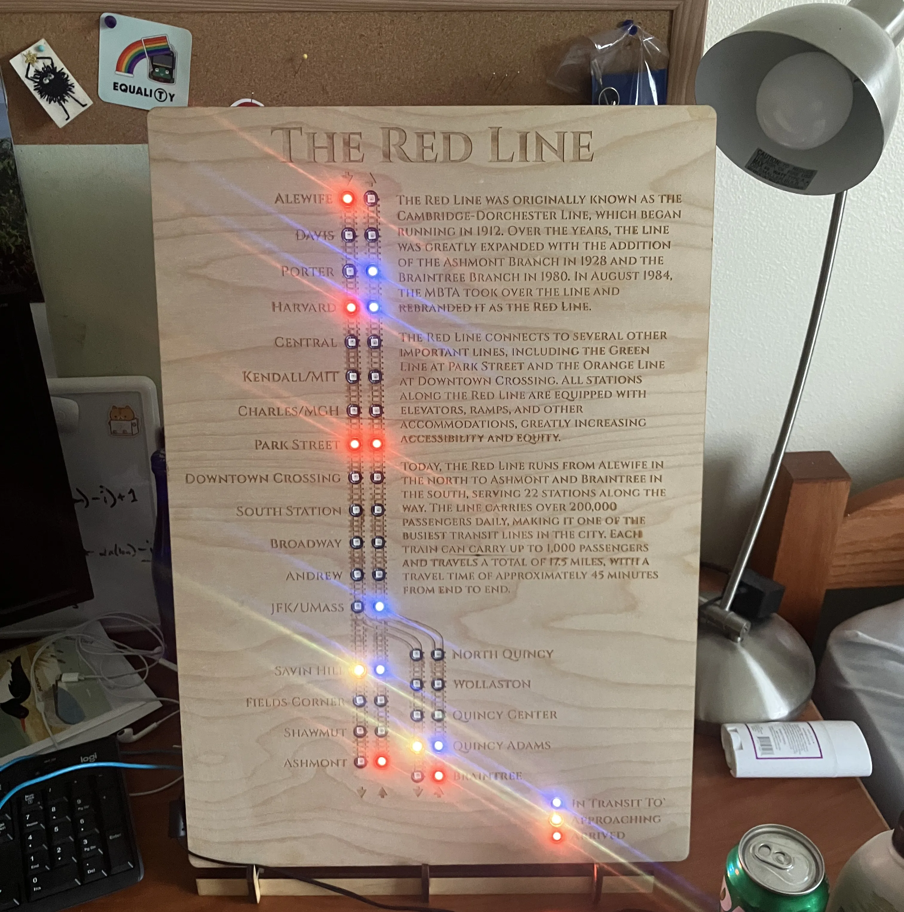 Photo of the updated (third generation) laser cut display.
